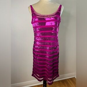 Theia Pink Sequins Mini Dress Cocktail Party Luxury  Designer SZ 8 EUC